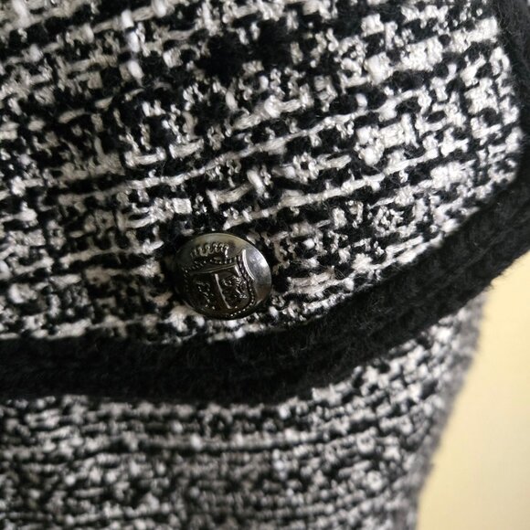 Talbots NWT Textured Tweed Sweater Jacket Black White Size 1Xp - Picture 8 of 11